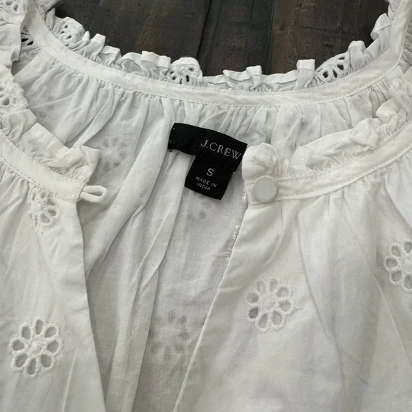 J. Crew White Eyelet Blouse with Ruffles - Picture 5 of 11